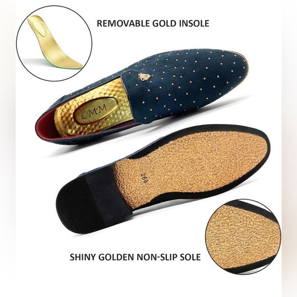 Men's Pointed Toe Dress Modern Metallic Slip On Loafer Shoes Size 8 - Picture 6 of 7